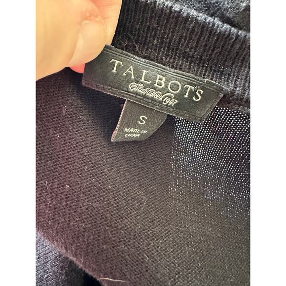 Talbots Small Black Button Front Cardigan Sweater Silk Cotton Blend - Picture 3 of 8